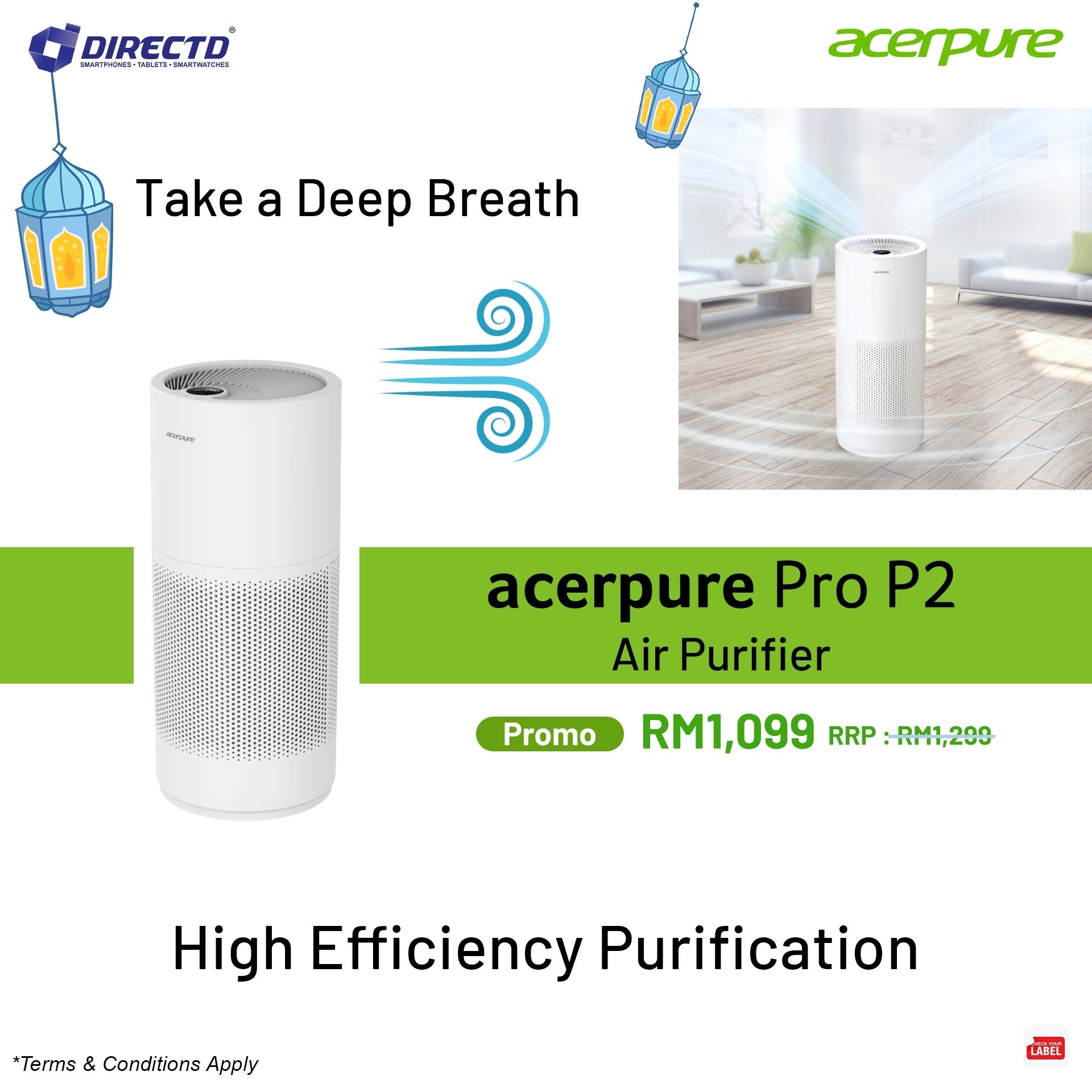 Acerpure Pro P2-AP551-50W Air Purifier | Promo RM1,099