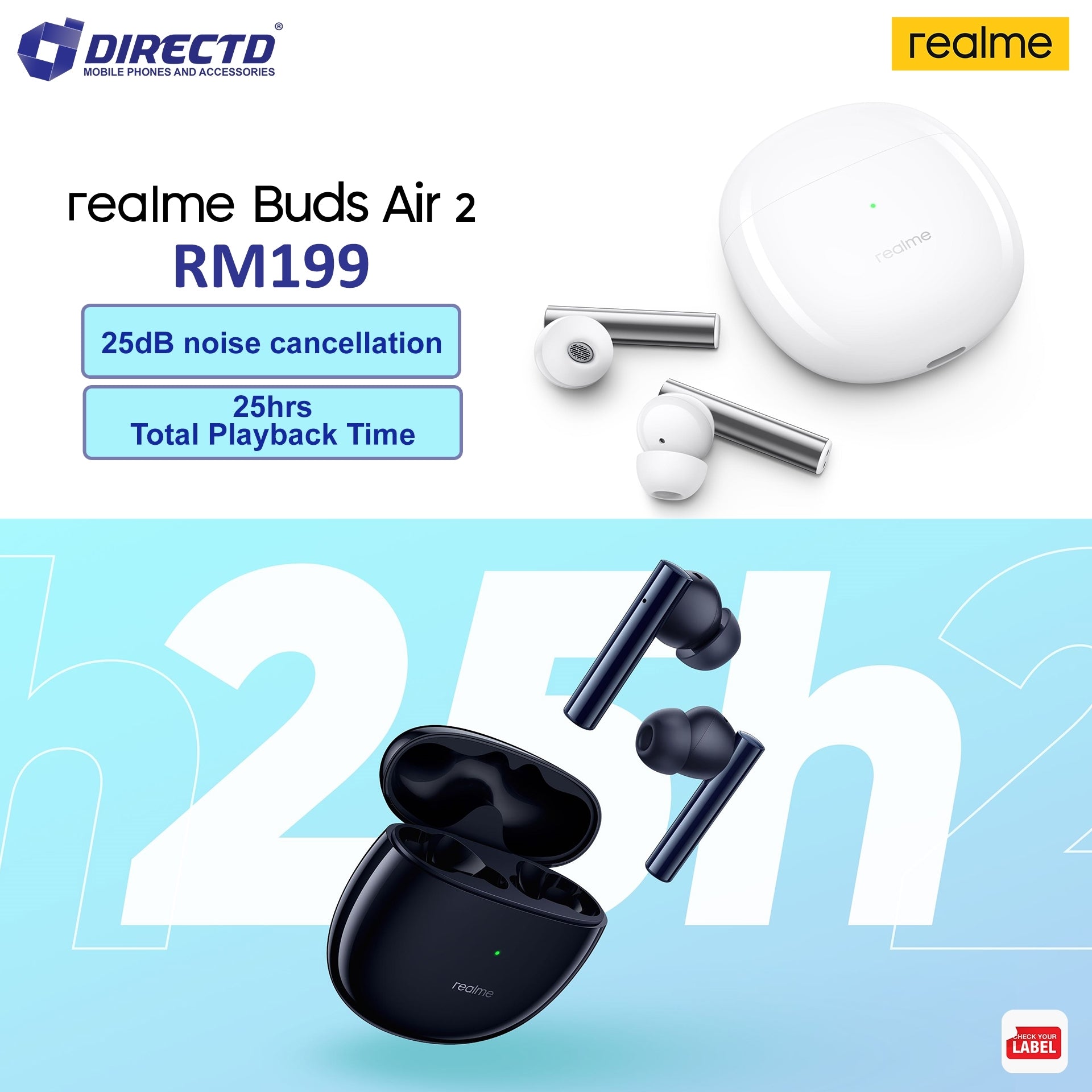 realme Buds Air 2 (88ms super low latency | Dual mic | ANC) Original by realme Malaysia