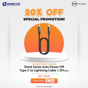 MCDODO Shark Series Auto Power Off Type-C to Lightning Cable 1.2M
