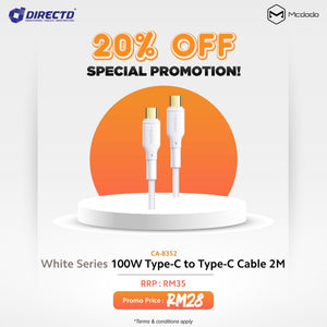 MCDODO White Series 100W Type-c to Type-C cable