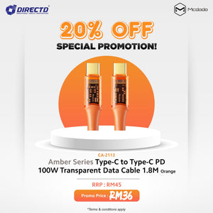 MCDODO Amber Series Type-C to Type-C PD 100W Transparent Data Cable 1.8M