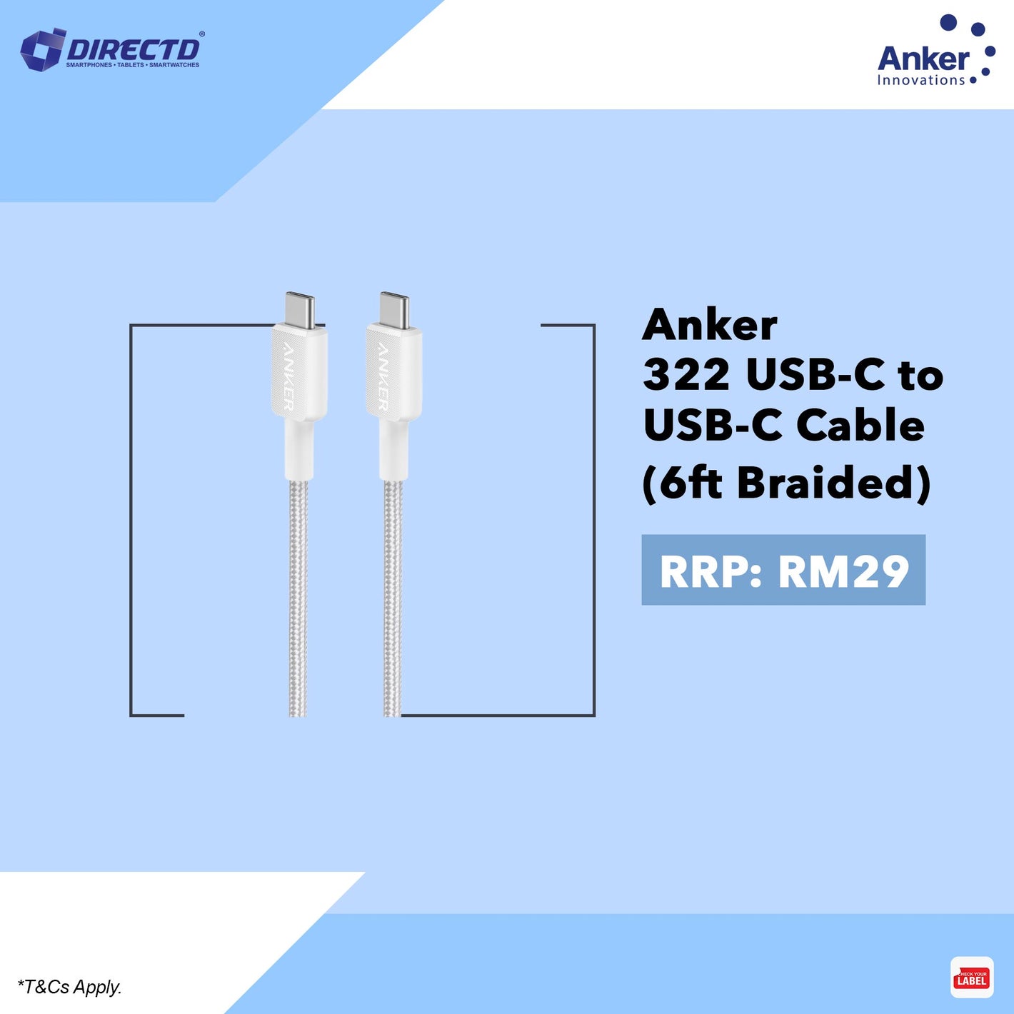 Anker 322 USB-C to USB-C Cable (6ft Braided)