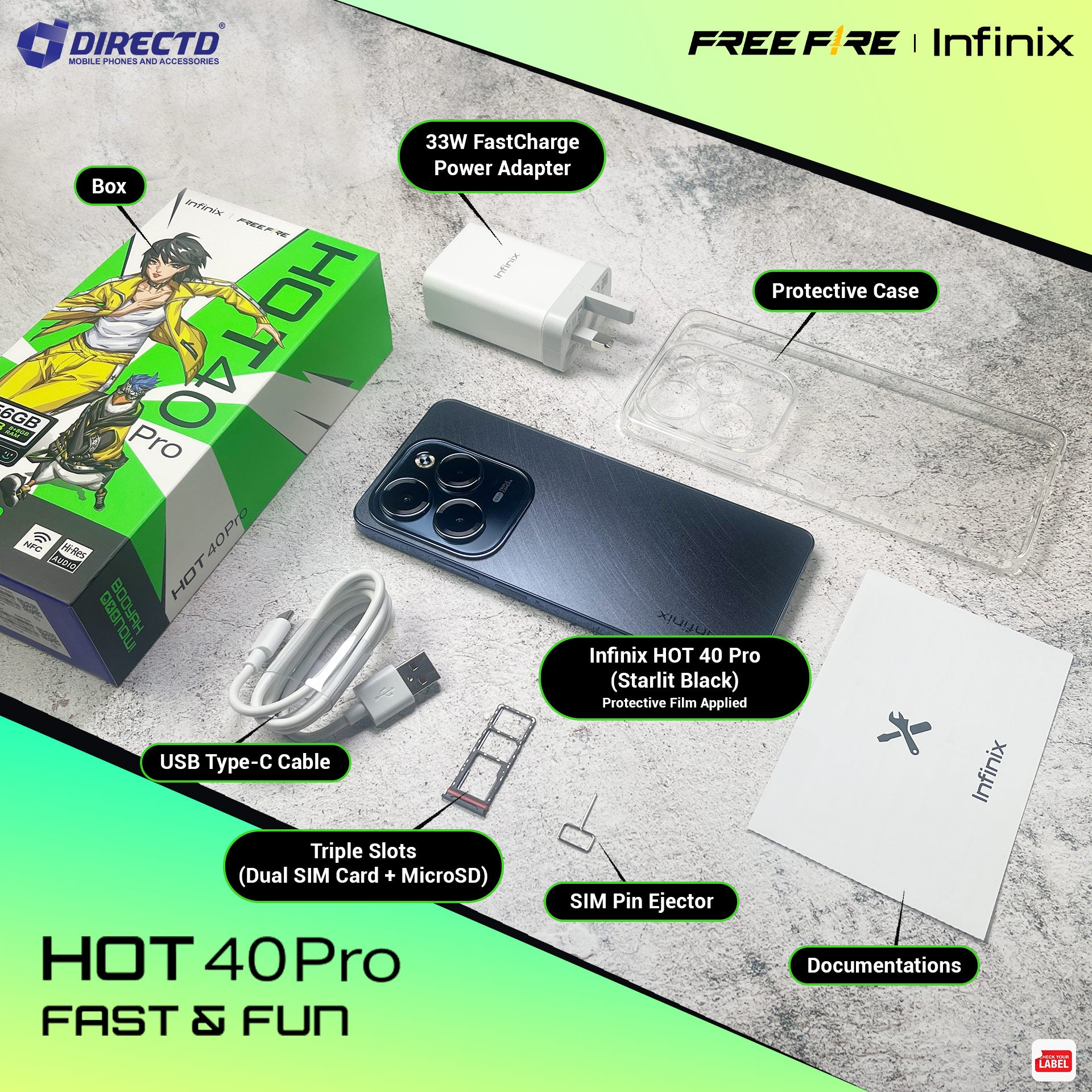 Infinix Hot 40 Pro [8GB+8GB RAM | 256GB ROM] Ready Stock