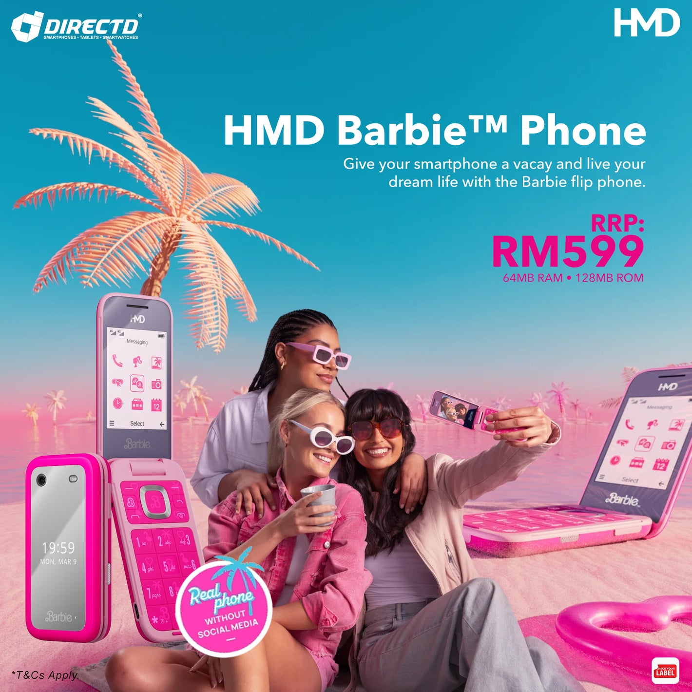 HMD Barbie™ Flip Phone [64MB RAM | 128MB ROM]