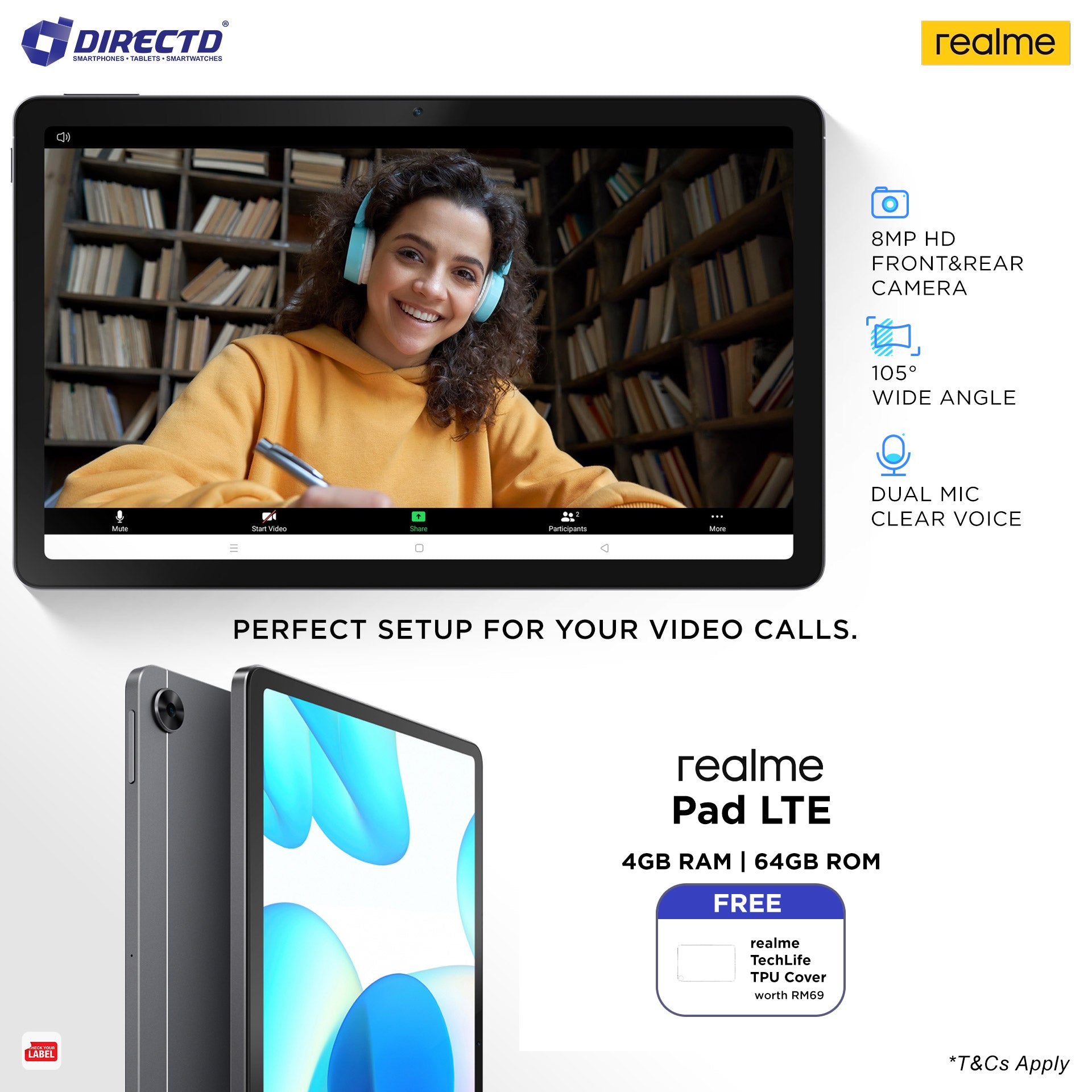 realme Pad [4G, LTE + WiFi] PROMO + Protective Case
