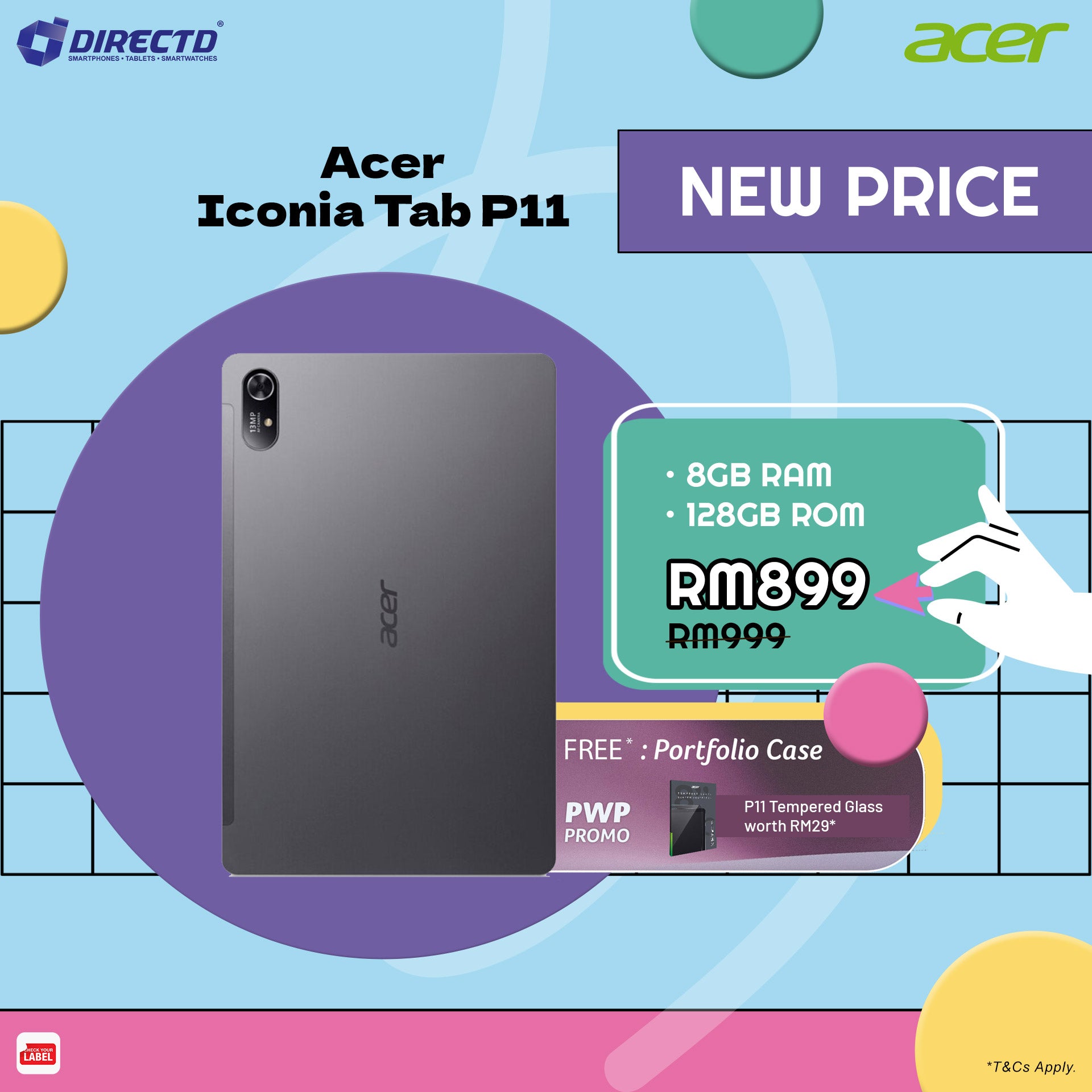 [NEW PRICE] ICONIA Tab P11 [8GB+128GB] 11-inch 2K WUXGA 90Hz Android 14