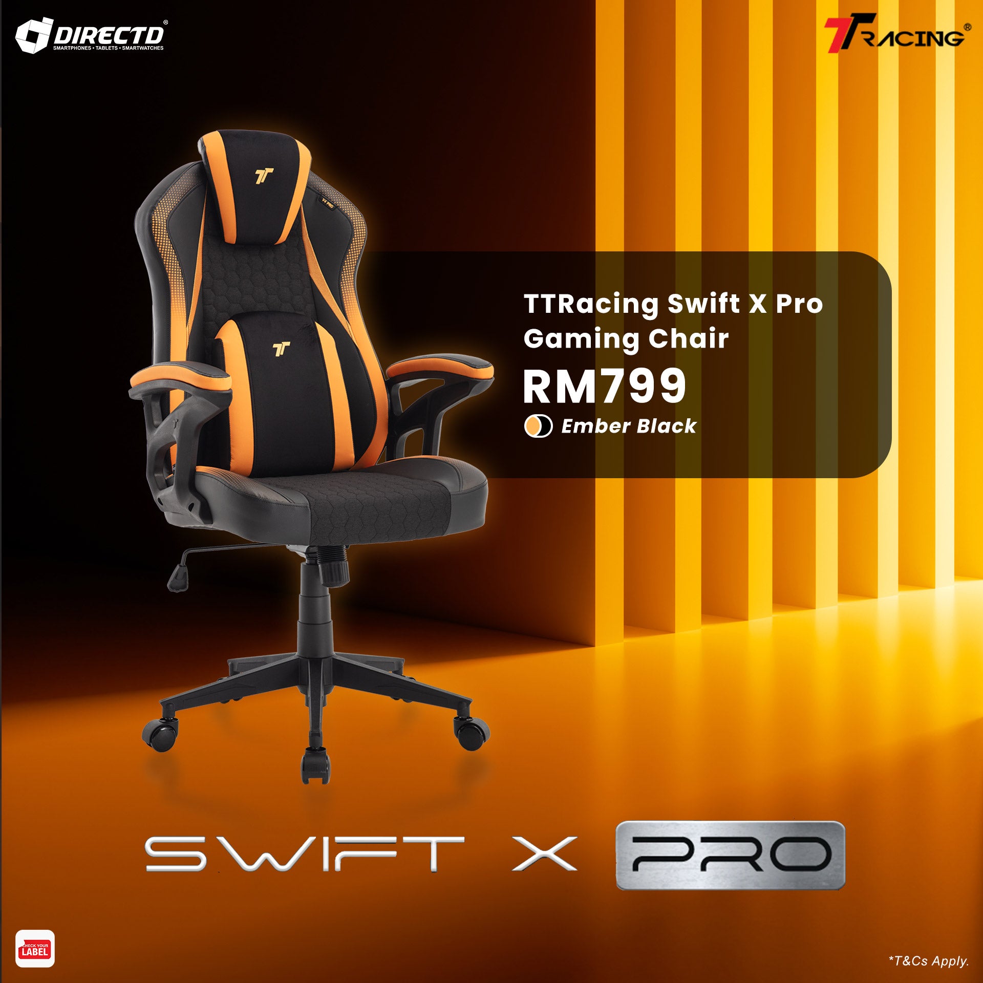 TTRacing Swift X Pro Gaming Chair - Ember Black