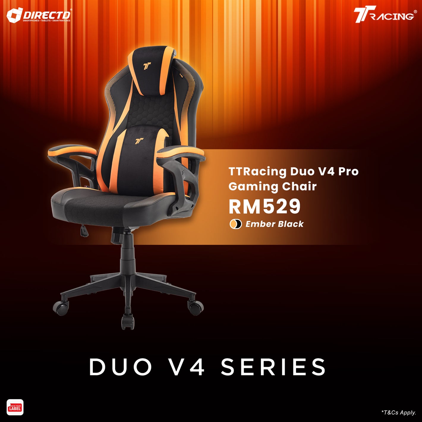 TTRacing Duo V4 Pro Gaming Chair - Ember Black