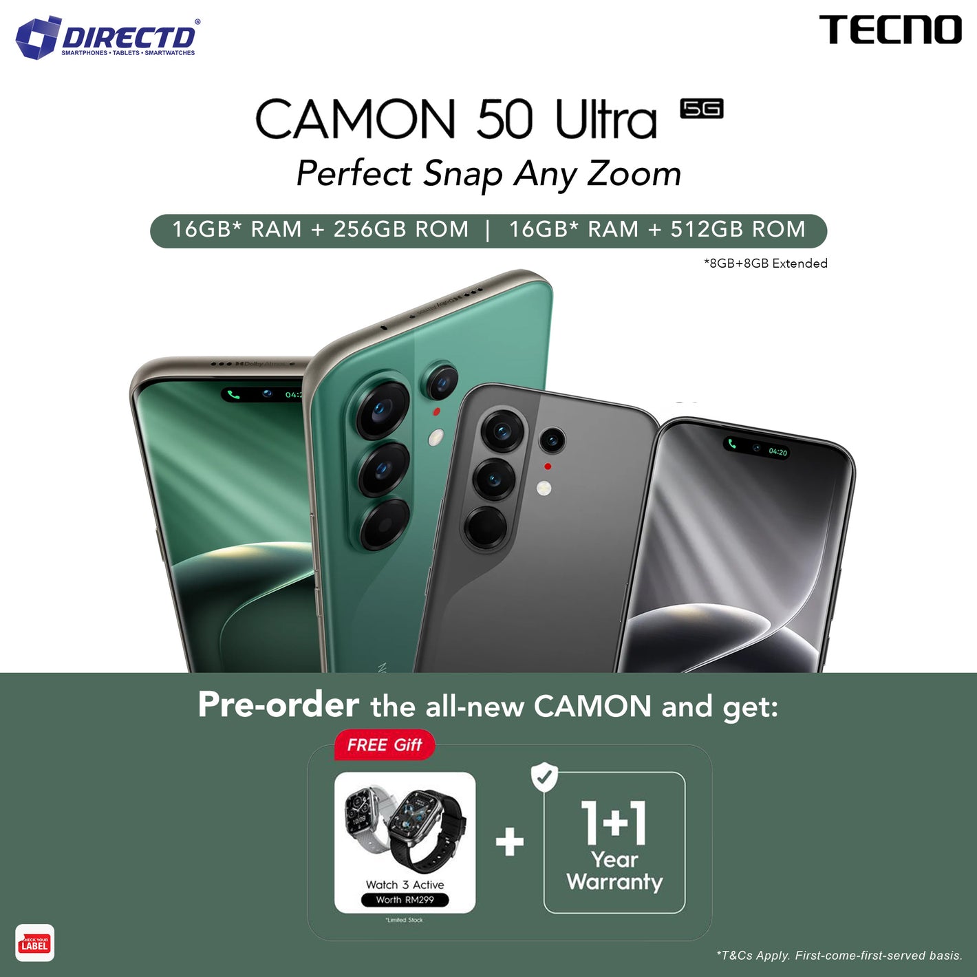 🆕 TECNO CAMON 50 Ultra 5G [8GB RAM | 256GB/512GB ROM]