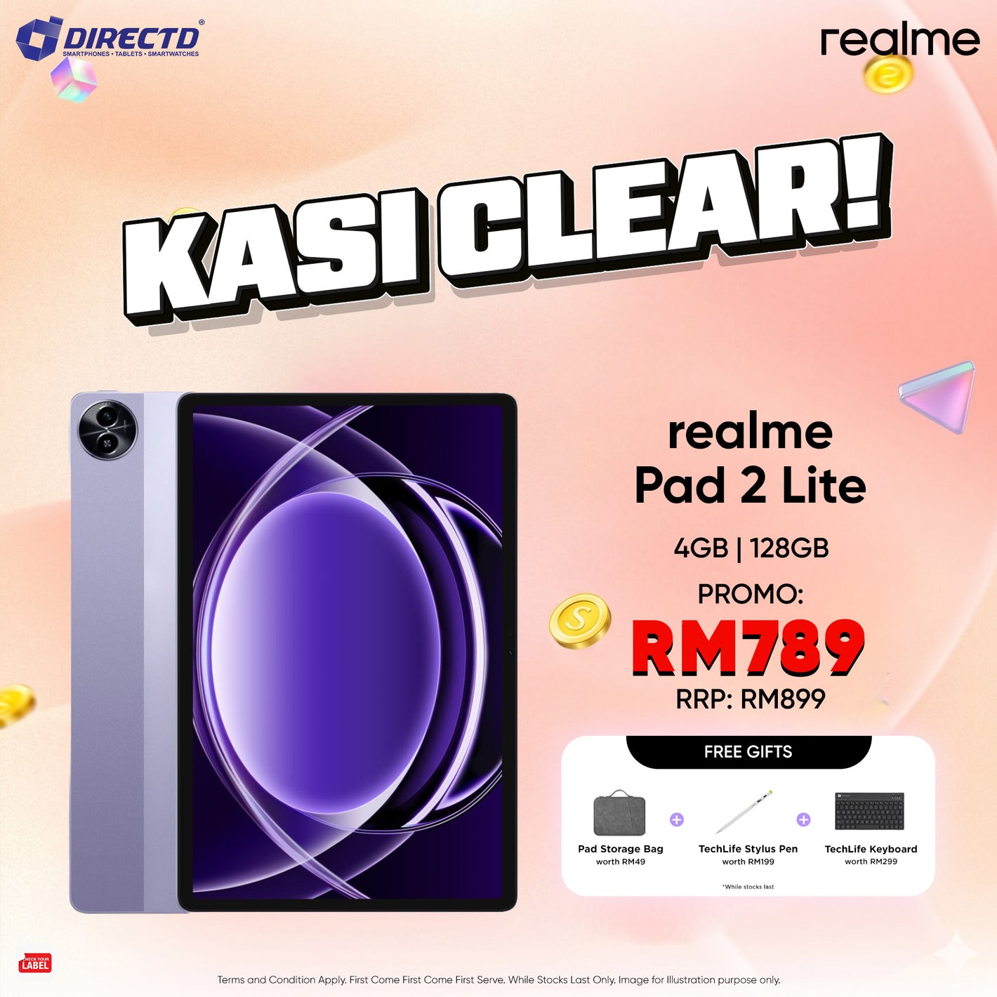 realme Pad 2 Lite [4GB RAM | 128GB ROM] + FREEBIES
