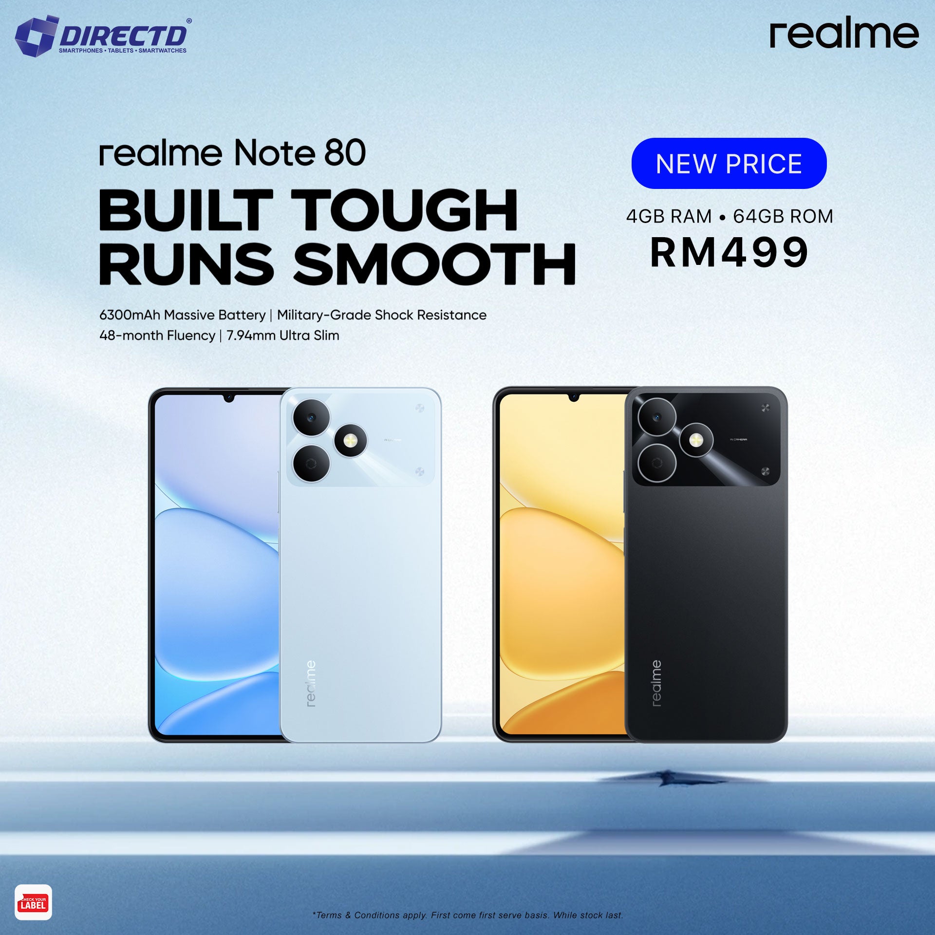 🆕 realme Note 80 [4GB (+ 8GB extended dynamic RAM) | 64GB ROM]